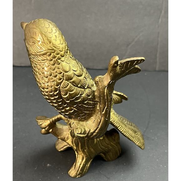 Vintage + Quality [ Solid Brass ] Perched Bird~ [ 4-3/4" ]~ Figurine - Picture 10 of 10
